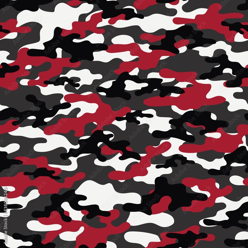 red Camouflage seamless pattern.Military camo.Print Vector Stock Vector