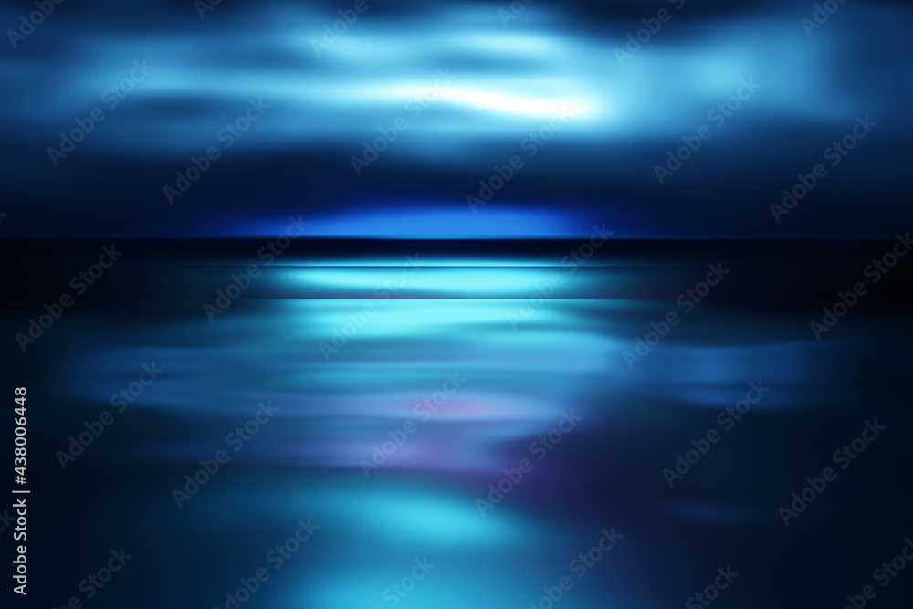 Glow blue light effect on dark blue background. 3D rendering. Glow blue light effect on dark blue background. 3D rendering.