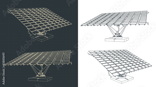 Solar panels with automatic positioning system blueprints