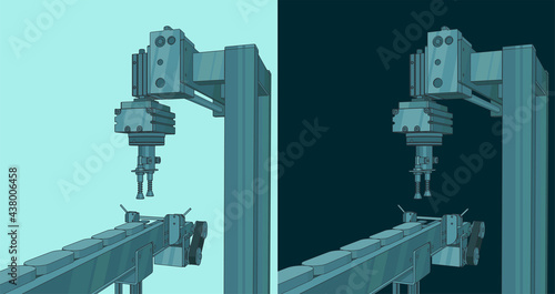 Automated factory line robot illustration