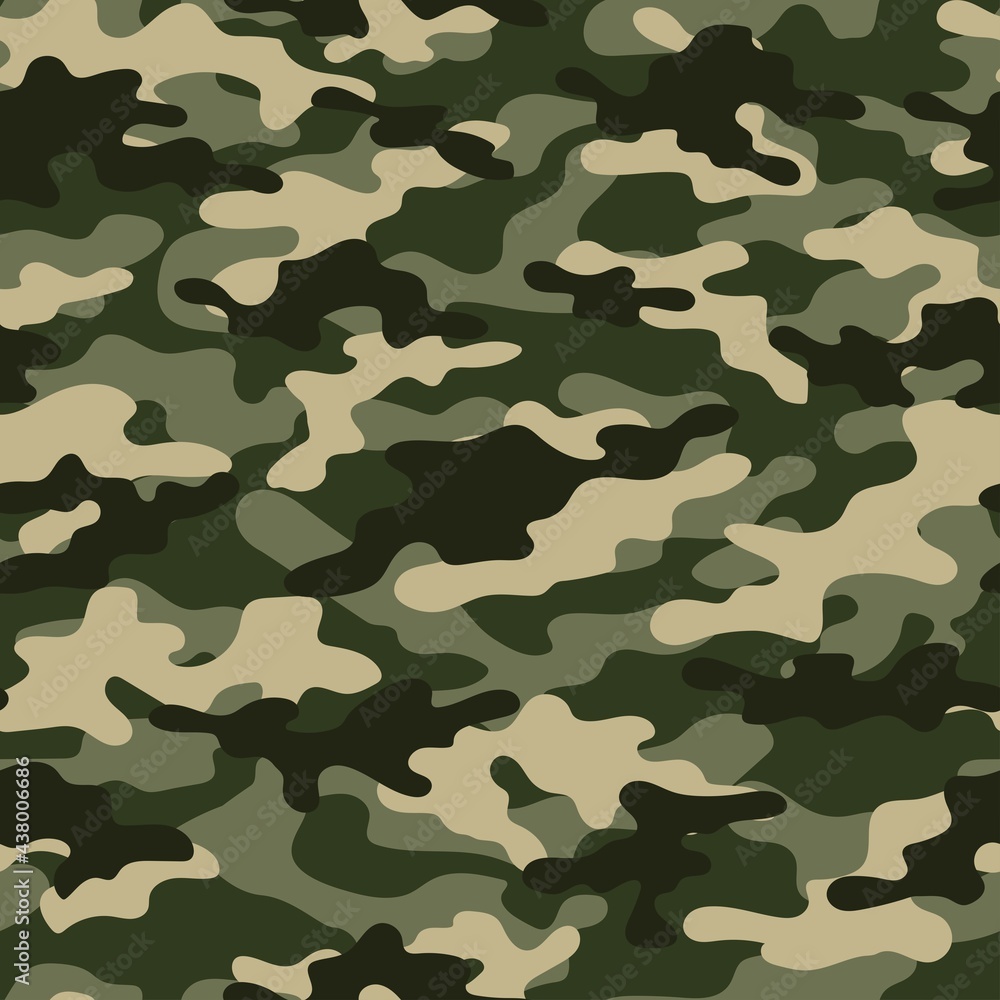 Seamless green camouflage pattern classic.Print on fabric on paper. Vector Seamless green camouflage pattern classic.Print on fabric on paper. Vector