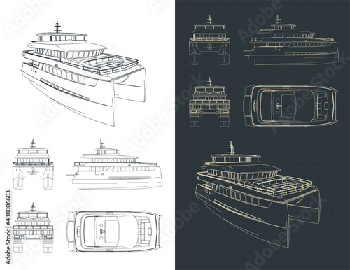 Large Catamaran Isometric Blueprints