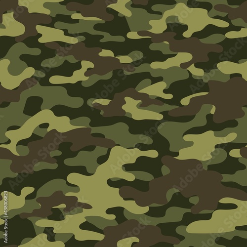 Abstract seamless camouflage pattern for printing clothes, fabrics. green Army background. Vector design.