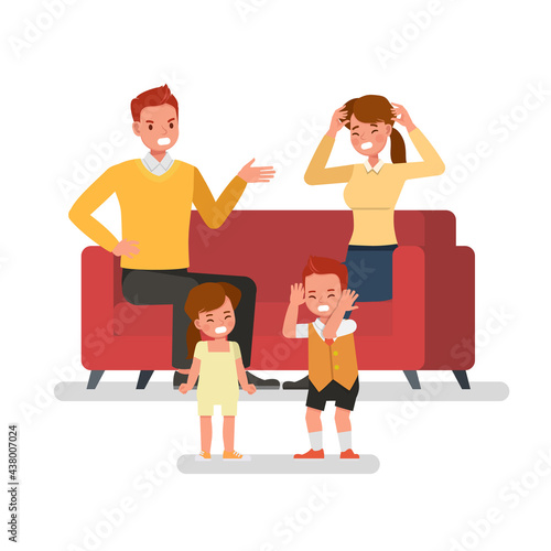 Parents quarrel affect child character vector design.