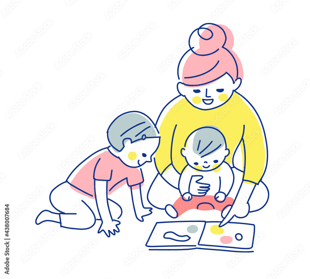 絵本を見ている親子