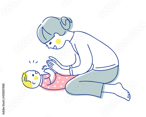 手を合わせて遊ぶママと赤ちゃん