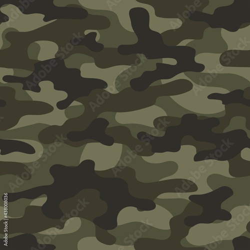 Camouflage green background. Seamless pattern.Vector. Outdoor images.