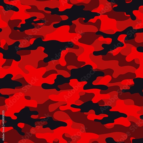 Red Full seamless abstract military camouflage skin pattern vector for decor and textile. Army masking design for hunting textile fabric printing and wallpaper. Design for fashion and home design.