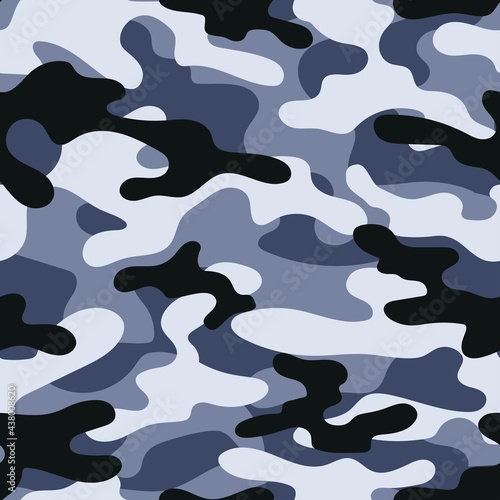 Camouflage blue seamless pattern.Military camo.Army background.Print on clothing.Modern design.
