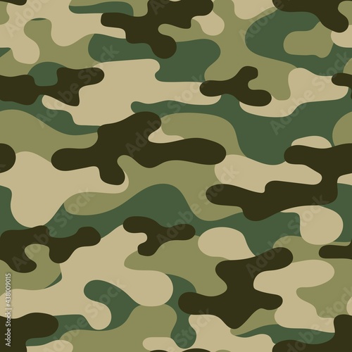 Camouflage texture green seamless . Abstract military camouflage background for fabric. Vector illustration