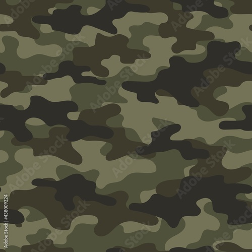 Camouflage background. Seamless green pattern vector.
