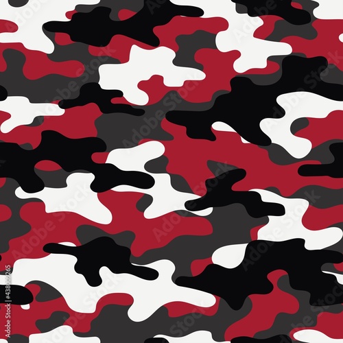 red Camouflage background. Seamless pattern vector.