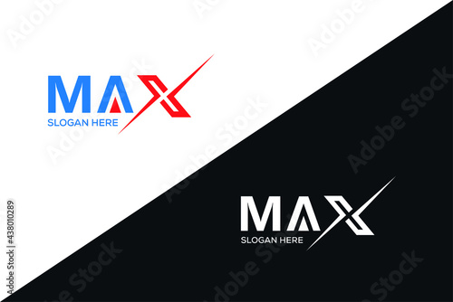 Typography of max letter logo with unique special character x  monogram logo  photo
