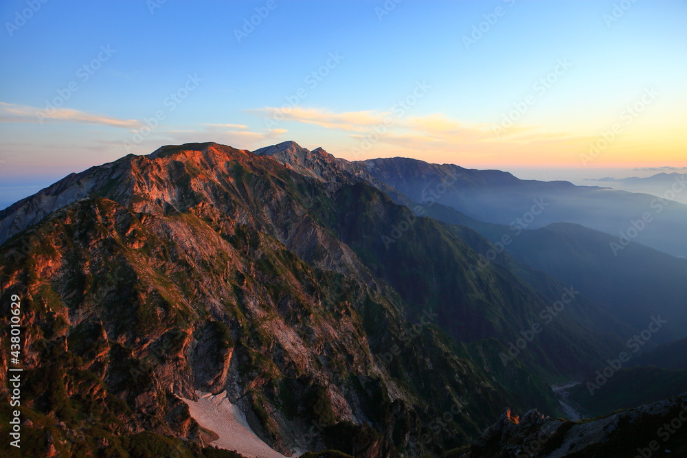 Mt.Shirouma, morgenrot 白馬三山のモルゲンロート