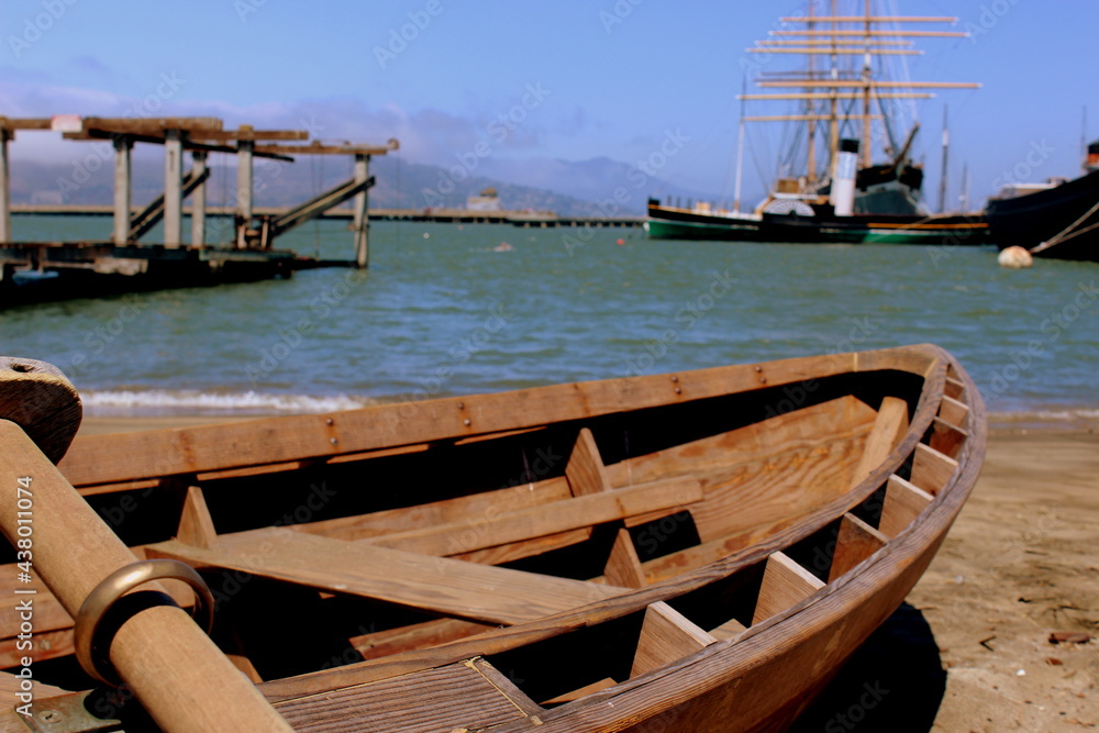 rusting boat by the ocean