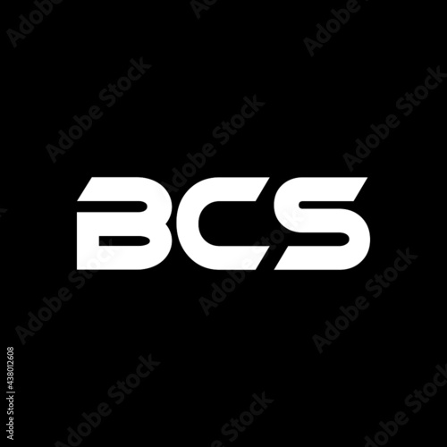 BCS letter logo design with black background in illustrator, vector logo modern alphabet font overlap style. calligraphy designs for logo, Poster, Invitation, etc. photo