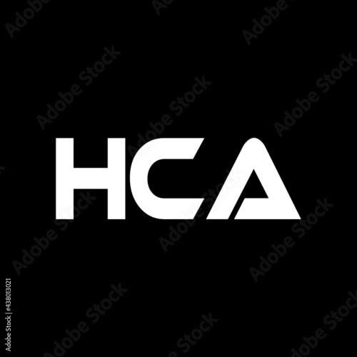 HCA letter logo design with black background in illustrator, vector logo modern alphabet font overlap style. calligraphy designs for logo, Poster, Invitation, etc.
