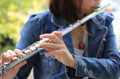 Fotografi Flute classical instrument player playing song