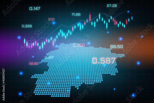 Stock market background or forex trading business graph chart for financial investment concept of Andorra map. business idea and technology innovation design.