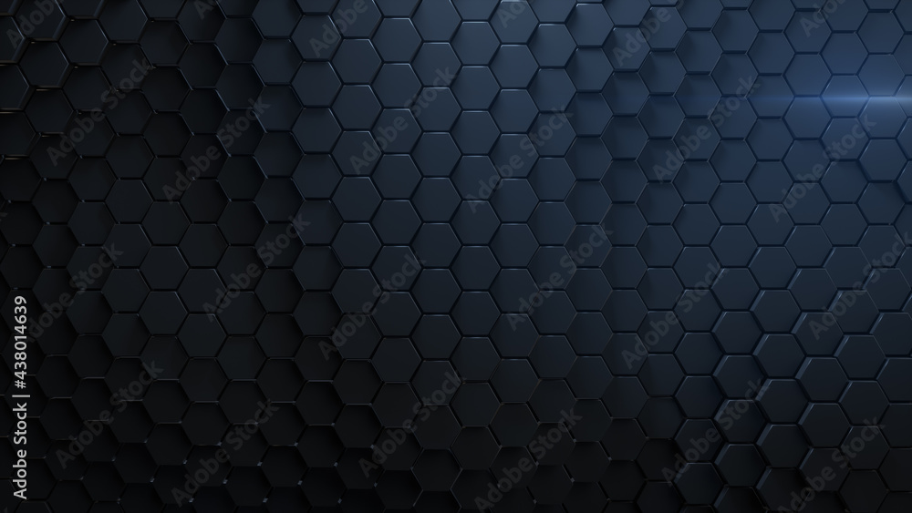 Abstract background with black hexagons 3D rendering illustration Abstract background with black hexagons 3D rendering illustration