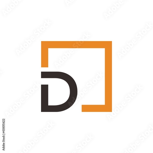Letter D Logo design with square frame line