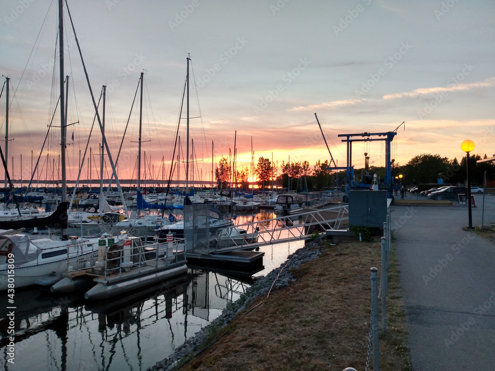 sunset in the harbor