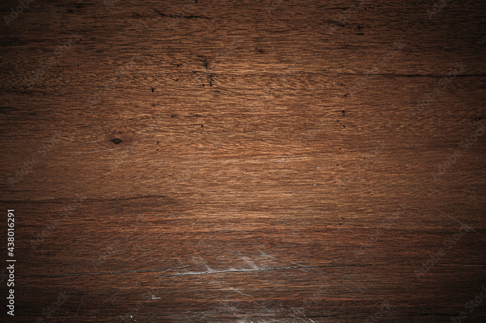 Naklejka premium Plank wood table floor with natural pattern texture background.