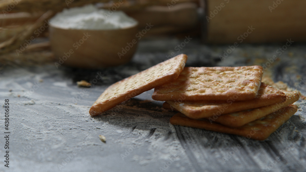 Preparation of knead dough for cracker or pastry to bake a bread. Make and knead dough. Preparation of knead dough for cracker or pastry to bake a bread. Make and knead dough.