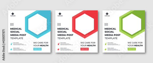 Editable Instagram post template modern background. Promotional web banner for medical healthcare post. editable social media background sale ads and discount promo	
