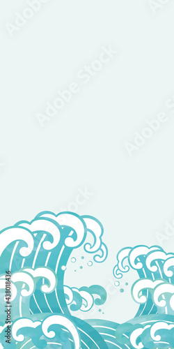 波のイラスト　水彩タッチ