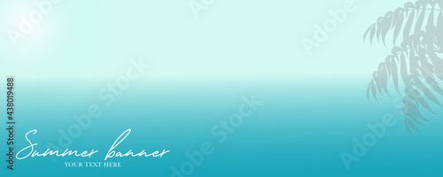 Abstract summer banner with palm leaves and gradient color background