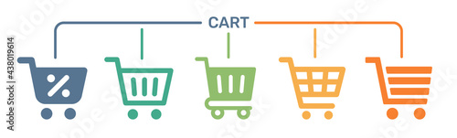 Foto Shopping cart icons set. Vector illustration