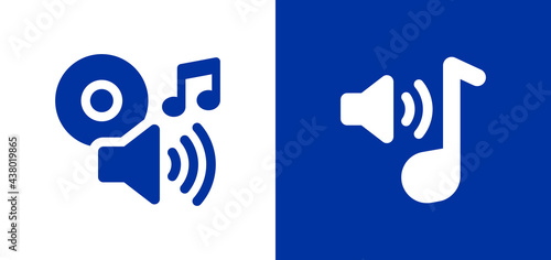 Music, sound and volume icon. Vector symbols on white background.