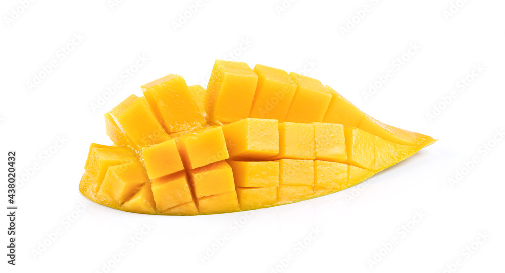half  ripe mango isolated on white