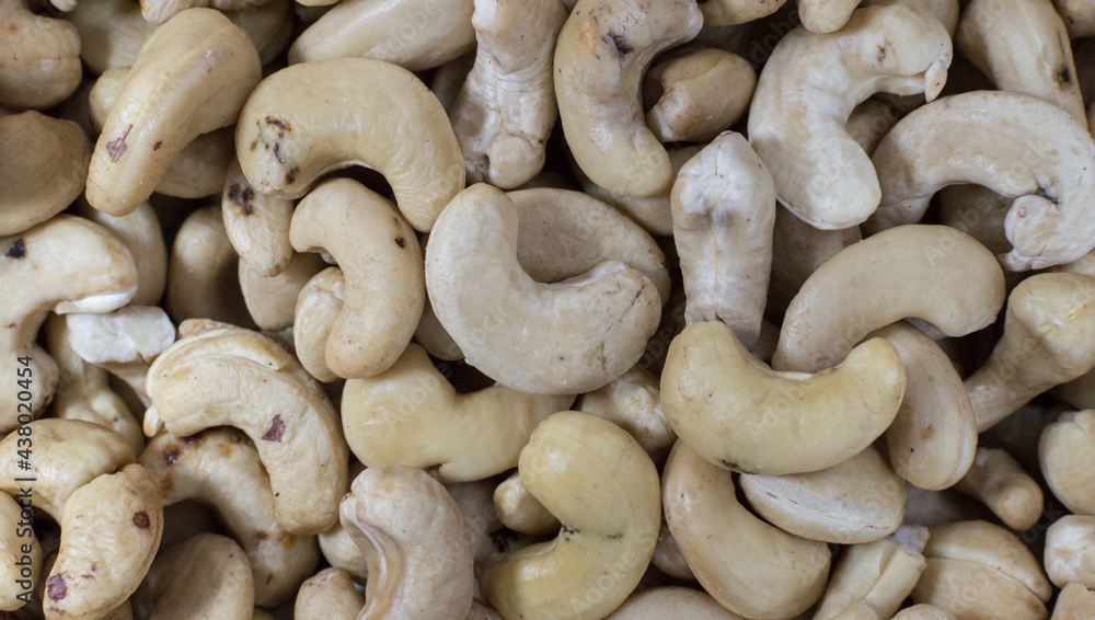 Close up view of roasted chestnuts and cashews Close up view of roasted chestnuts and cashews