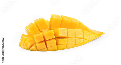 half ripe mango isolated on white