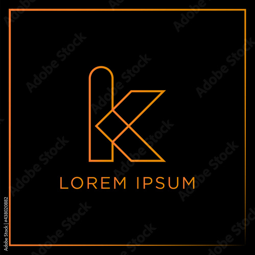 simple logo initials of small lines forming K