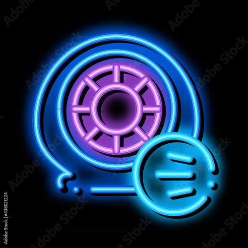 tire air vent neon light sign vector. Glowing bright icon tire air vent sign. transparent symbol illustration