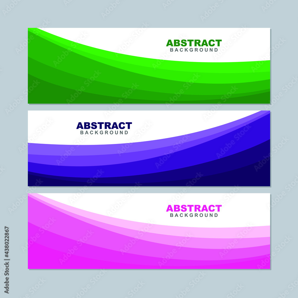 Illustration set vector of abstract background in white, green, violet, and pink color. Good to use for banner, social media template, poster and flyer template, etc