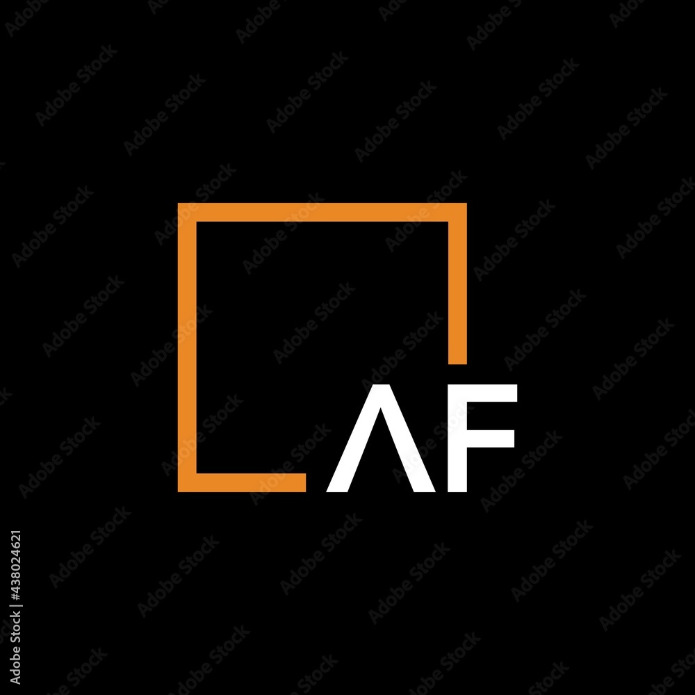 Letter AF Logo design with square frame line Letter AF Logo design with square frame line