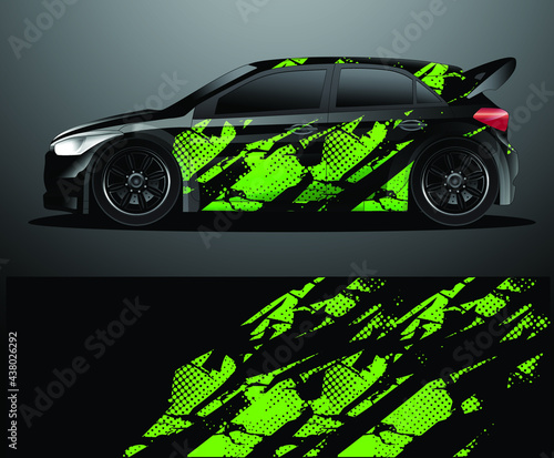 Rally car decal graphic wrap vector, abstract background