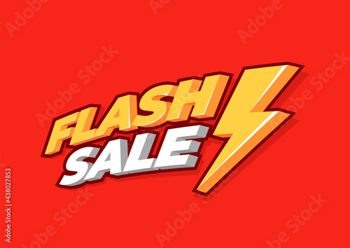 Flash sale with thunder on red background. Flash Sale banner template design.