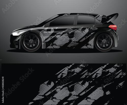 Rally car decal graphic wrap vector, abstract background