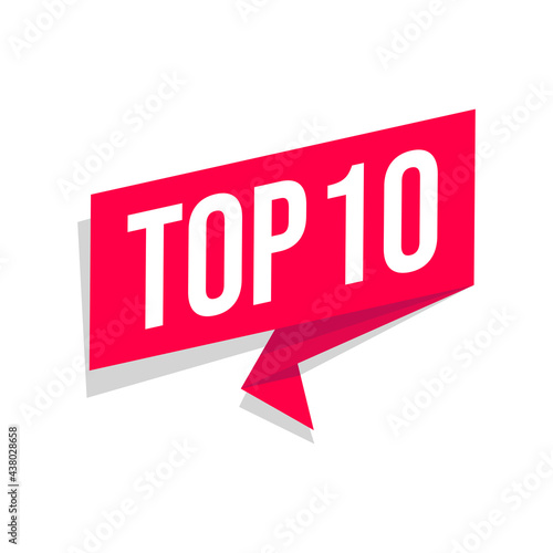 Top 10 word on red ribbon.