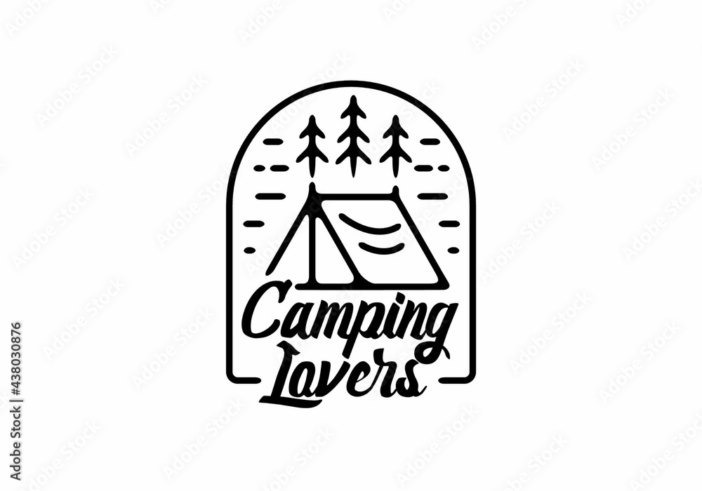 Camping lovers line art badge