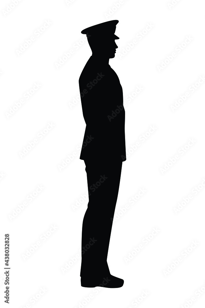 Standing soldier silhouette vector on white background Standing soldier silhouette vector on white background