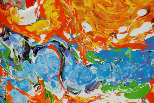 Colorful abstract of wet paint