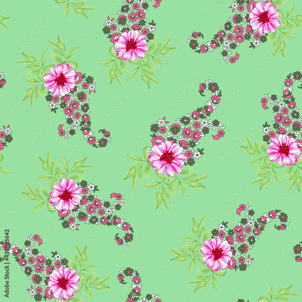 seamless  paisley and flower design pattern on background