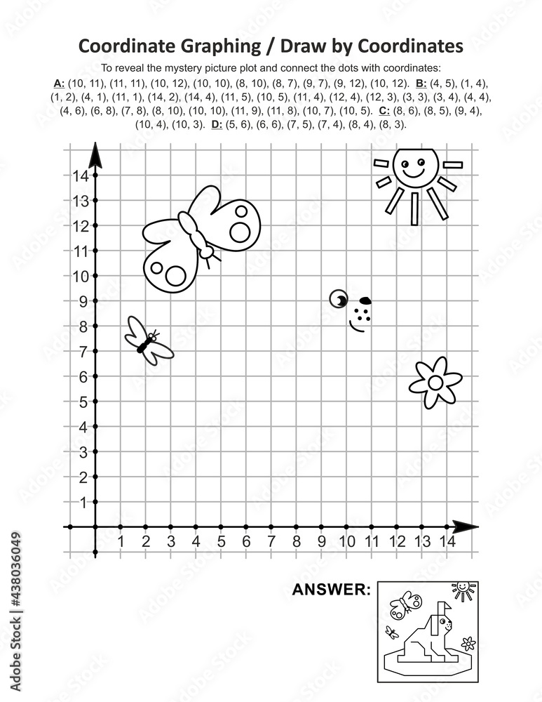 Fototapeta Easter coordinate graphing and coloring page with chocolate bunny
