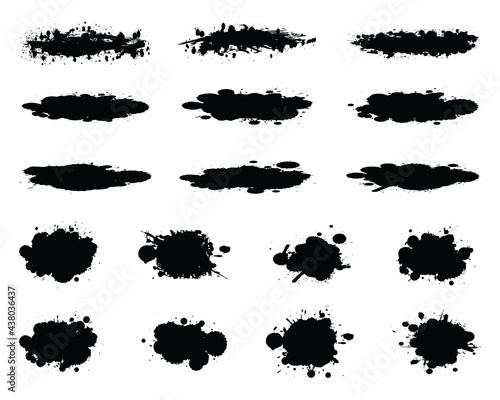 Black stains of ink set on white background